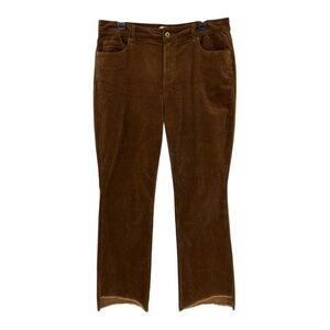 Charlie B Terracotta Rust Boot Bottom Corduroy Pants Frayed Asymmetrical Hem 14